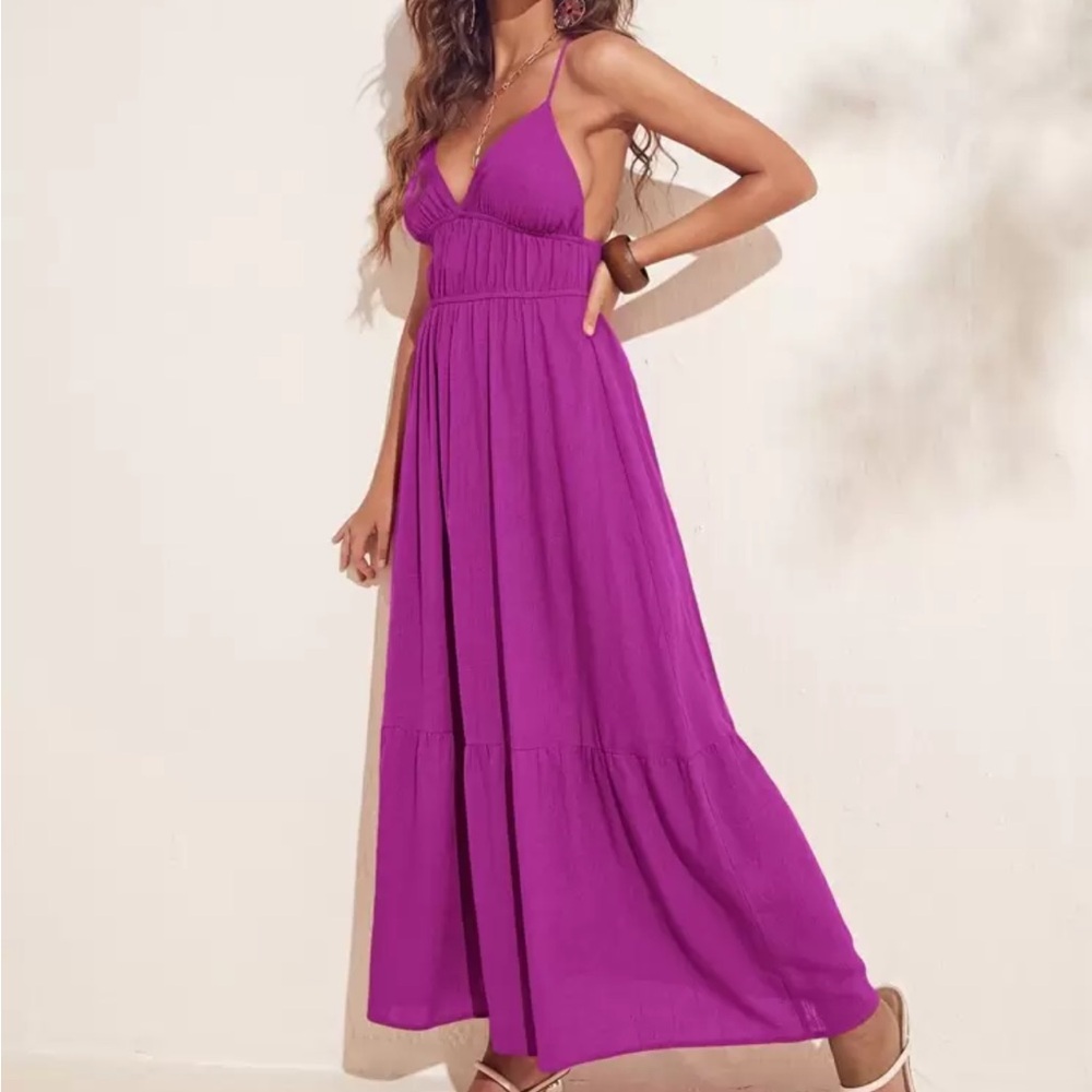 Crossed-back Ruffle Cami Dress